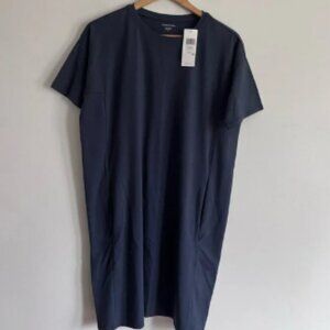 Eileen Fisher S20J1-D5081M Minimalist CORGANIC COTTON OCEAN JEWEL NK DRESS